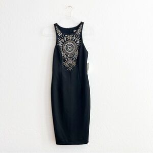 NEW Alexia Admor Women's Beaded Rhinestone Bodycon Dress Black Cocktail Small